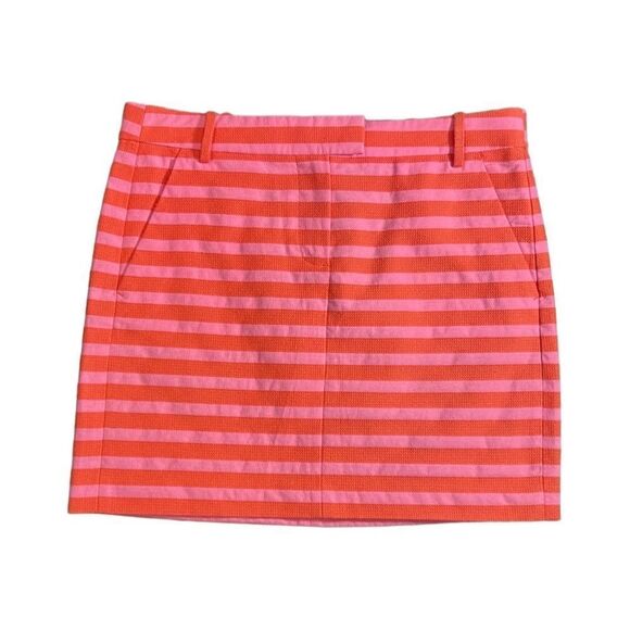 J. Crew a line mini skirt pink orange stripes size 4 - Picture 1 of 10